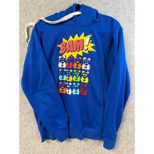 Bleecker & Mercer Mens Blue BAM‎ Teddy Bear Graphic Hoodie Sweatshirt Size M